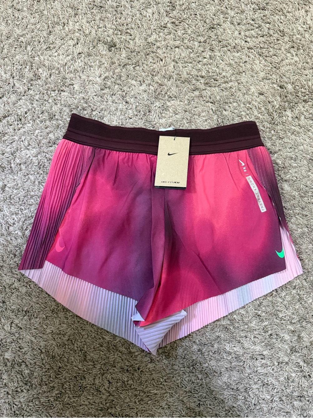 Nike Aero Swift Mid Rise Running Shorts Womens Size Small Purple Faith Kipyegon